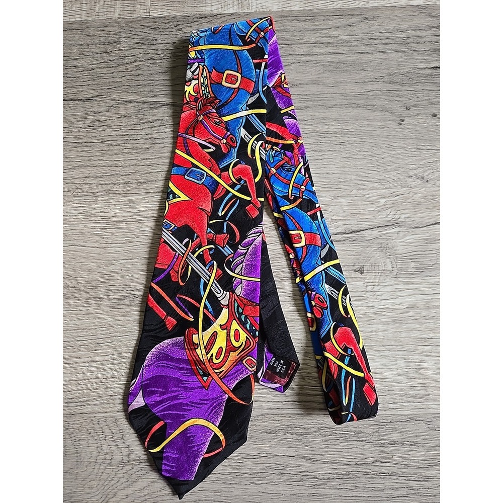 Rush Limbaugh No Boundaries  Mens Luxury Silk Tie Multi-Color Horses‎